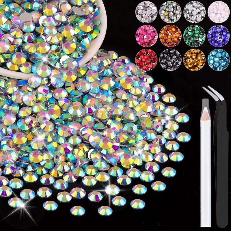 BELLEBOOST 2500PCS 5mm Resin Rhinestones in Bulk (AB), Bedazzling Flatback Crystals for Crafts DIY Nail Decoration, Gems Charms for Tumbler Shoes Clothing Fabric with Pickup Pen and Tweezers - Image 1