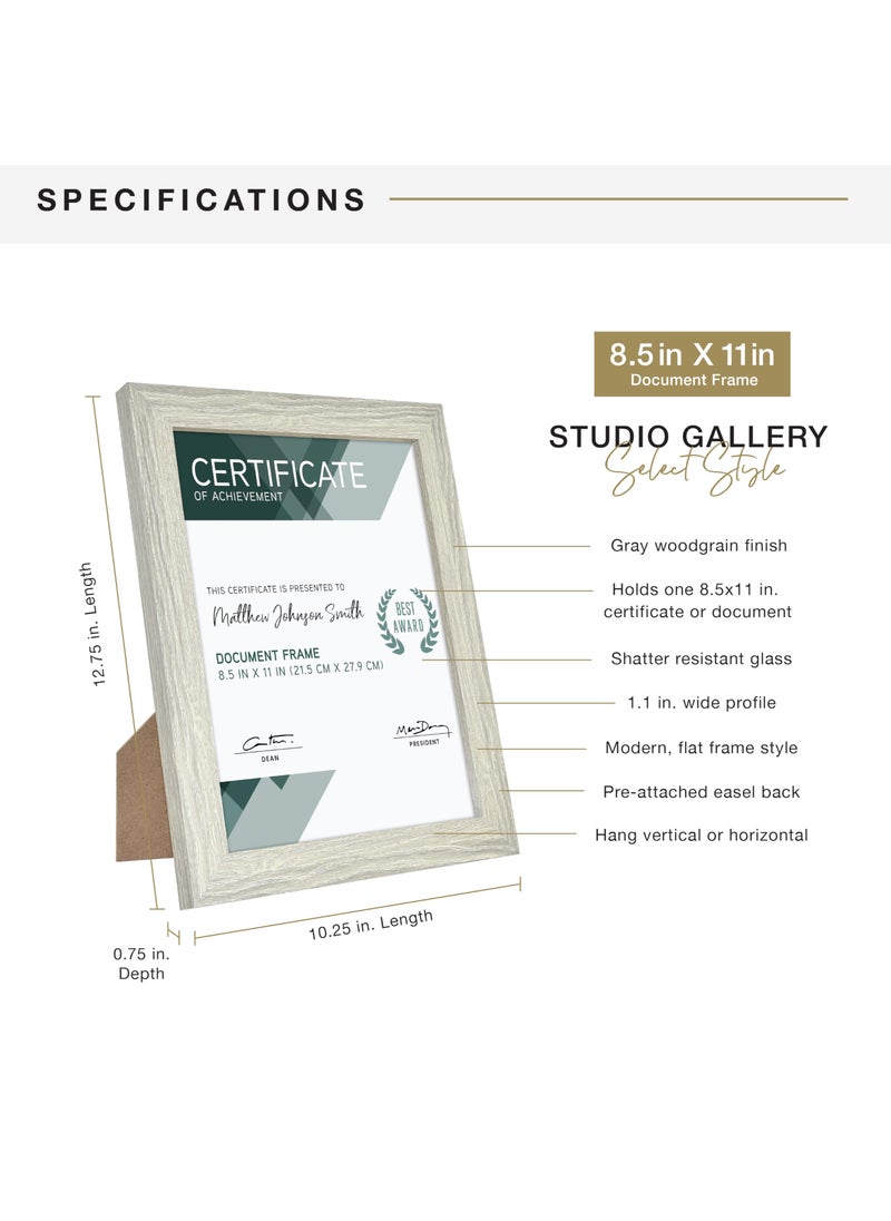 MCS MCS Studio Gallery 8.5x11 Picture Frame Gray Woodgrain Shatter Resistant Glass  Rectangle Photo Frame for Photos  Posters & Art Prints & Easel for Tabletop Display (1-Pack)  - Image 4