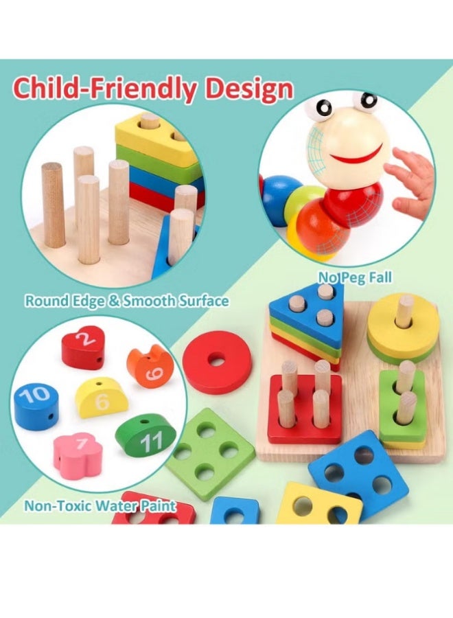 متجر الفرح ألعاب مونتيسوري للأولاد والبنات بعمر 3 سنوات، 6 قطع ألعاب خشبية للأطفال، ألعاب أطفال للأولاد من عمر 3 إلى 6 سنوات، لعبة تعليمية لمرحلة ما قبل المدرسة للأطفال من سن 3 إلى 4 سنوات، هدايا عيد ميلاد - Image 3