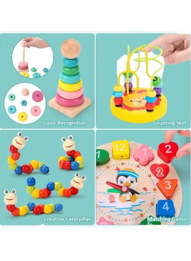 متجر الفرح ألعاب مونتيسوري للأولاد والبنات بعمر 3 سنوات، 6 قطع ألعاب خشبية للأطفال، ألعاب أطفال للأولاد من عمر 3 إلى 6 سنوات، لعبة تعليمية لمرحلة ما قبل المدرسة للأطفال من سن 3 إلى 4 سنوات، هدايا عيد ميلاد - Image 4