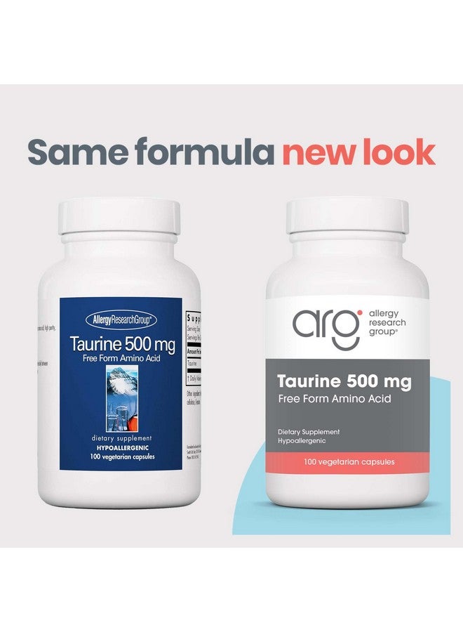 اليرجي ريسيرتش جروب مكمل تورين 500 مجم من Allergy Research Group - دعم القلب والأوعية الدموية، حمض أميني حر، نقي، عضوي، كبسولات نباتية - 100 كبسولة - Image 2