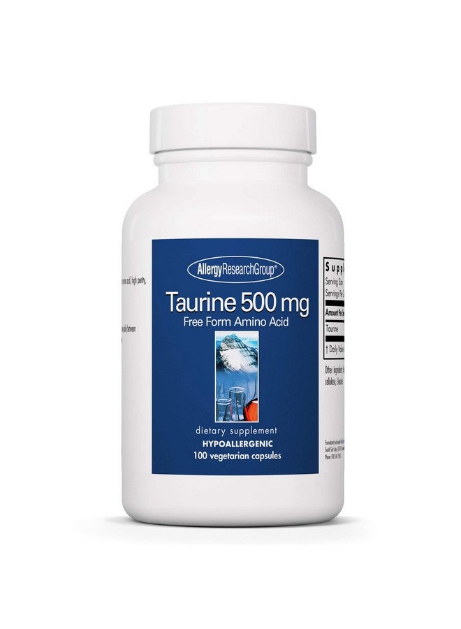 اليرجي ريسيرتش جروب مكمل تورين 500 مجم من Allergy Research Group - دعم القلب والأوعية الدموية، حمض أميني حر، نقي، عضوي، كبسولات نباتية - 100 كبسولة - Image 1