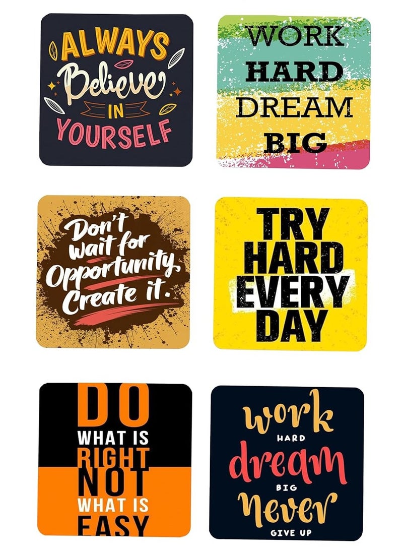 TAJNAN Indian Art Printed Coaster Set of 6 Beautiful Wooden Coasters with Plastic Coating Proper Coaster Stand Designer Coaster (taj-Coaster-Words-r) - Image 1