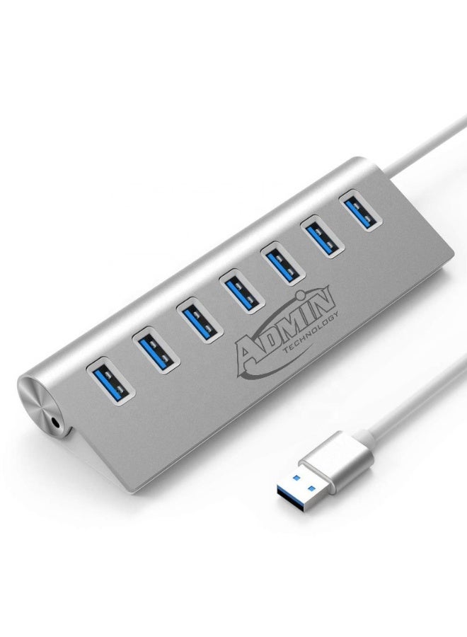 ADMIN TECHNOLOGY 7 Ports Aluminum Housing Data USB 3.0 and USB 2.0 Hub for Desktop PC and Laptop - Image 1