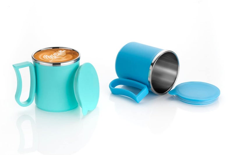 Arto Arto Coffee Tea Milk Mug with Lid Insulated Stainless Steel Inner Stylist Double Wall Cup Keeps Beverages Hot Cold for Home Office Restaurant UseMultiColour 200 Ml - Image 3