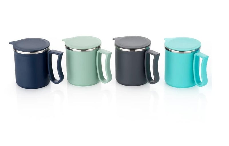 Arto Arto Coffee Tea Milk Mug with Lid Insulated Stainless Steel Inner Stylist Double Wall Cup Keeps Beverages Hot Cold for Home Office Restaurant UseMultiColour 200 Ml - Image 4