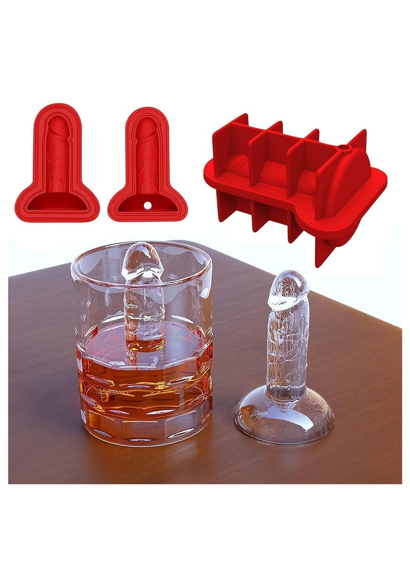 SYOSI - Novelty Ice Cube Mold Spoof Silicone Prank Ice Cube Tray with Lid Bpa Free Ice Maker for Orange Juice,Water, Coffee and Homemade, Keep Drinks Chilled (Red 2pc) - Image 1
