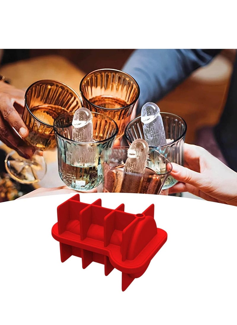 SYOSI - Novelty Ice Cube Mold Spoof Silicone Prank Ice Cube Tray with Lid Bpa Free Ice Maker for Orange Juice,Water, Coffee and Homemade, Keep Drinks Chilled (Red 2pc) - Image 1