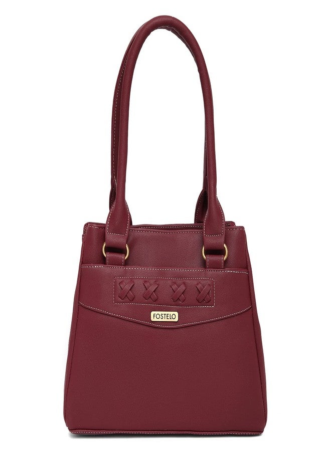 Fostelo Women's Alano Satchel Tote Handbag for Women | Ladies Purse | Stylish Shoulder Bag | Gift For Women | Maroon - Image 1