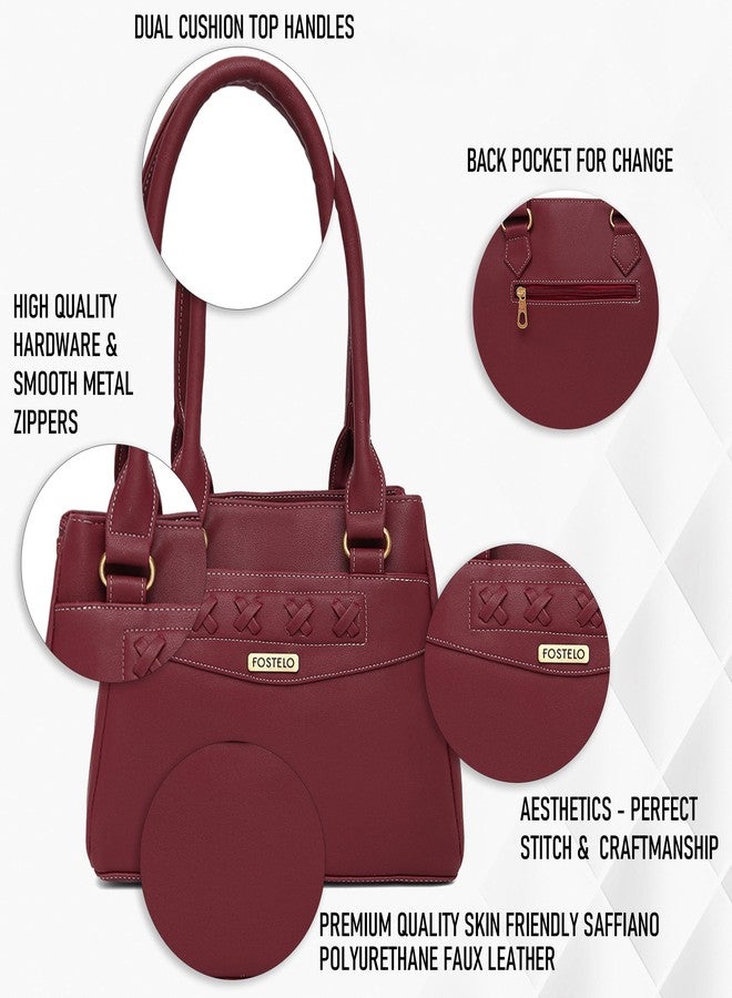 Fostelo Women's Alano Satchel Tote Handbag for Women | Ladies Purse | Stylish Shoulder Bag | Gift For Women | Maroon - Image 2