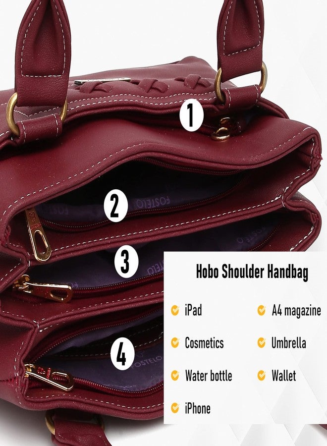 Fostelo Women's Alano Satchel Tote Handbag for Women | Ladies Purse | Stylish Shoulder Bag | Gift For Women | Maroon - Image 5