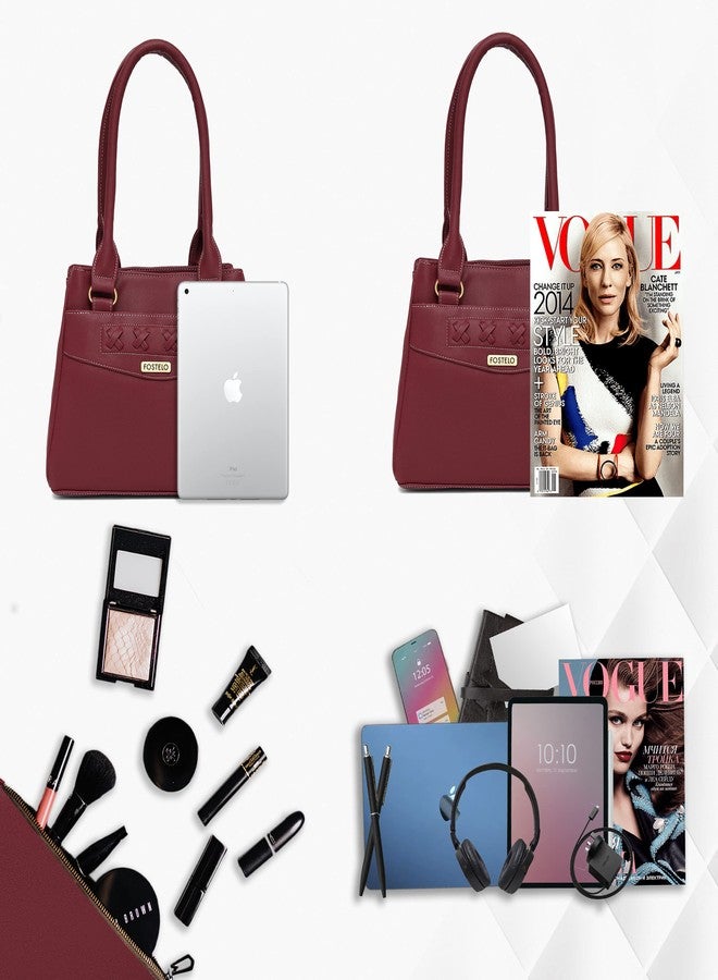 Fostelo Women's Alano Satchel Tote Handbag for Women | Ladies Purse | Stylish Shoulder Bag | Gift For Women | Maroon - Image 4