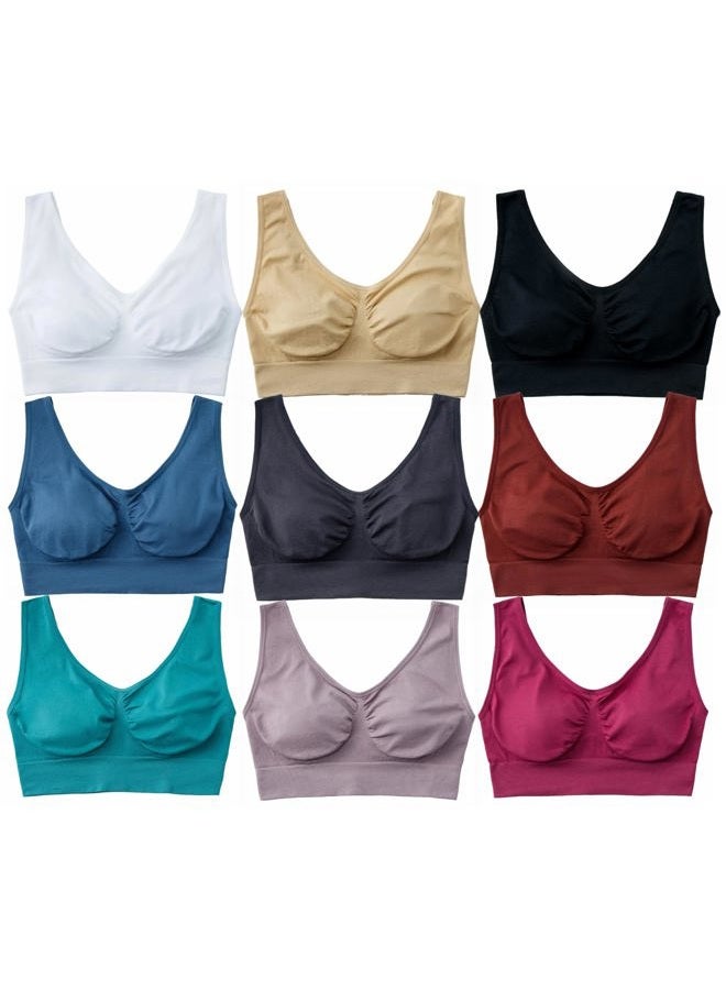 Hiking Gril Women's Comfort Wirefree Bralette Unpadded Sleep Yoga Bra 9pk XXL - Image 1