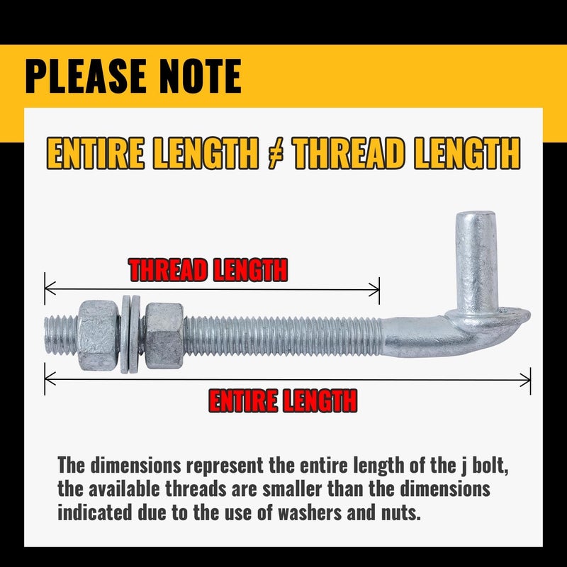 VIVIDA 12" J Bolt Gate Hinge 2 Pack, Chain Link Gate Bolt Hinge with 5/8" Male Pin, Galvanized Steel, Nuts & Washers Included - Image 3