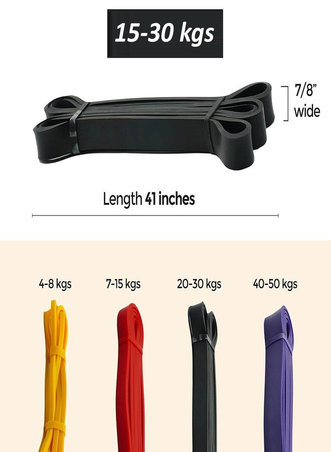GJSHOP Power Resistance Bands for Men | Assisted Pull Up Band | Resistance & Stretch Band Powerlifting Bands (Black (15-30 kg)) - Image 2