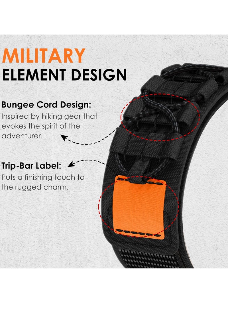 SYOSI Rugged Nylon Band for Apple Watch Ultra 2, Compatible with 49mm, 45mm, 44mm, 42mm Models, Sport Solo Loop Velcro Woven Strap for iWatch Series 9, 8, 7, SE, 6, Ultra, Men's, Black - Image 5