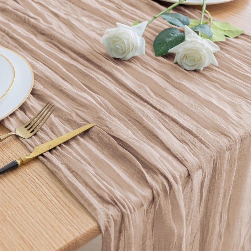 اسيم ASEE'M Table Runner Cheesecloth 10ft عارية Pink Boho Gauze Fabric Rustic Chees Chees Clother - Image 1