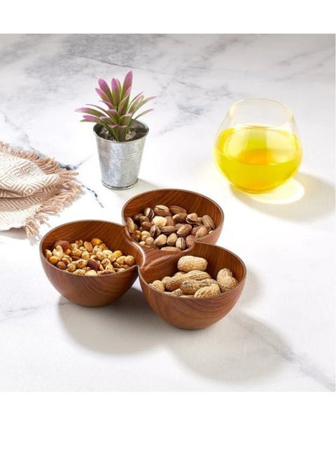 وعاء تقديم بلاستيكي خشبي على شكل مثلث (مضاد للكسر)