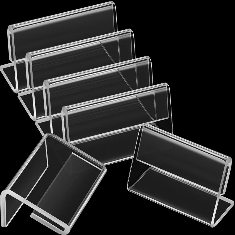 Nezyo 70 Pcs Mini Acrylic Sign Display Holder L Shape Tag Label Stands Clear Price Acrylic Tag Holder for Name Counter Top Retail Card Store Table Display 157 x 079 Inch 4 x 2 cm - Image 2