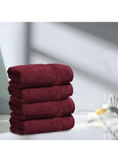 Rest Bath Towel Set Of 4 Burgundy Cotton Towel 70X140Cm , 47X55 Inch Luxury Hotel Towel Set Absorbent Durable Lightweight Washable Quick Dry Spa Quality Beach Pool Family Bath Towel.  - Image 1