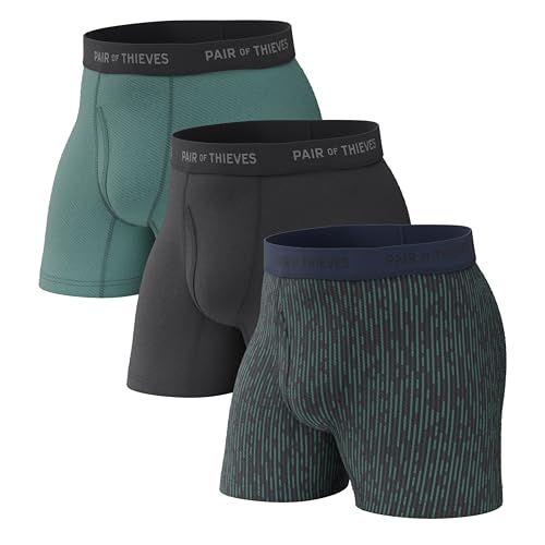 Pair of Thieves Super Fit Boxer Briefs for Men - Ultra Soft, Breathable, Quick-Dry Mens Underwear with 4-Way Stretch (3 Pack) - Large - Broken Lines - Image 1
