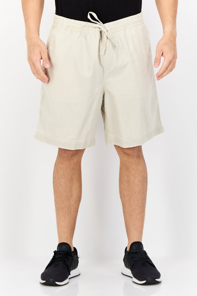 DOCKERS Men Drawstring Solid Chino Shorts, Beige - Image 1