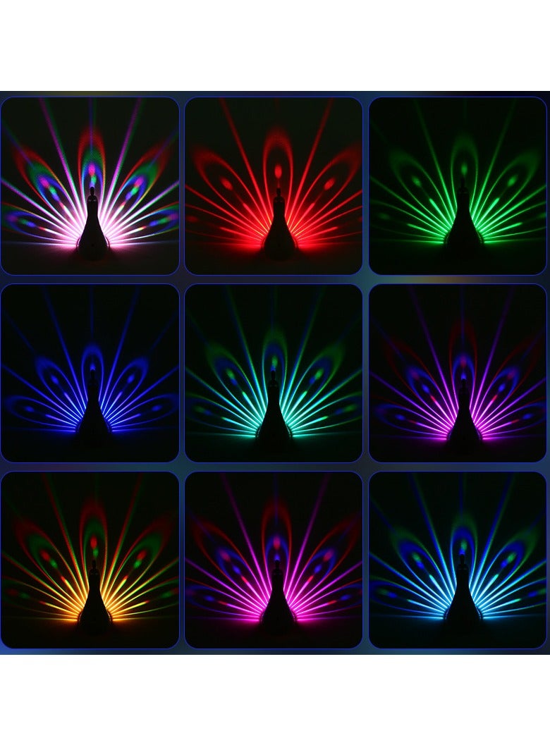 عام مصباح حائطي LED، مصباح الإسقاط للطاووس مع جهاز التحكم عن بعد، ديكور المنزل، أجواء رومانسية، مصباح ليلي خلفي للرواق الملون. - Image 2