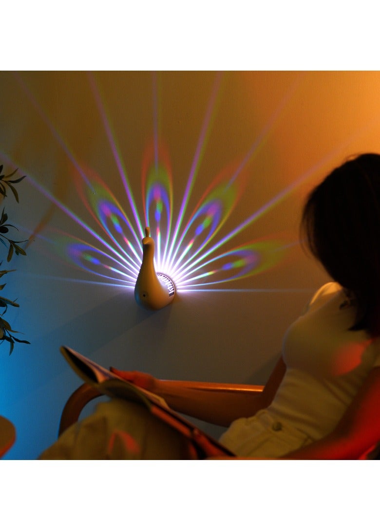 عام مصباح حائطي LED، مصباح الإسقاط للطاووس مع جهاز التحكم عن بعد، ديكور المنزل، أجواء رومانسية، مصباح ليلي خلفي للرواق الملون. - Image 3