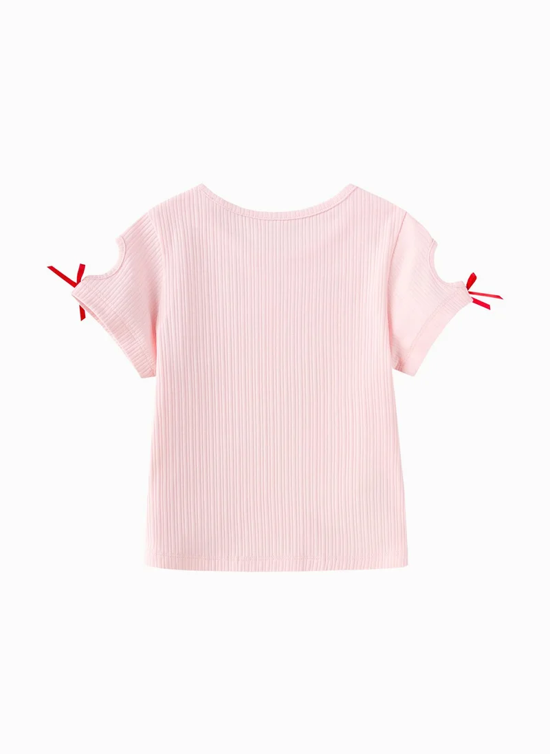 Balabala Pink Toddler Girls Round v-neck short-sleeved T-shirt for Women | Best Price UAE