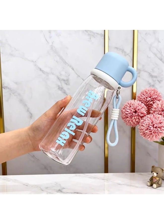 Pastel Water Bottle with Carry Strap, Perfect for School, Travel and Gym,  800ml,  Blue - Image 2