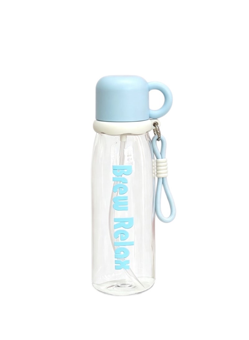 Pastel Water Bottle with Carry Strap, Perfect for School, Travel and Gym,  800ml,  Blue - Image 1