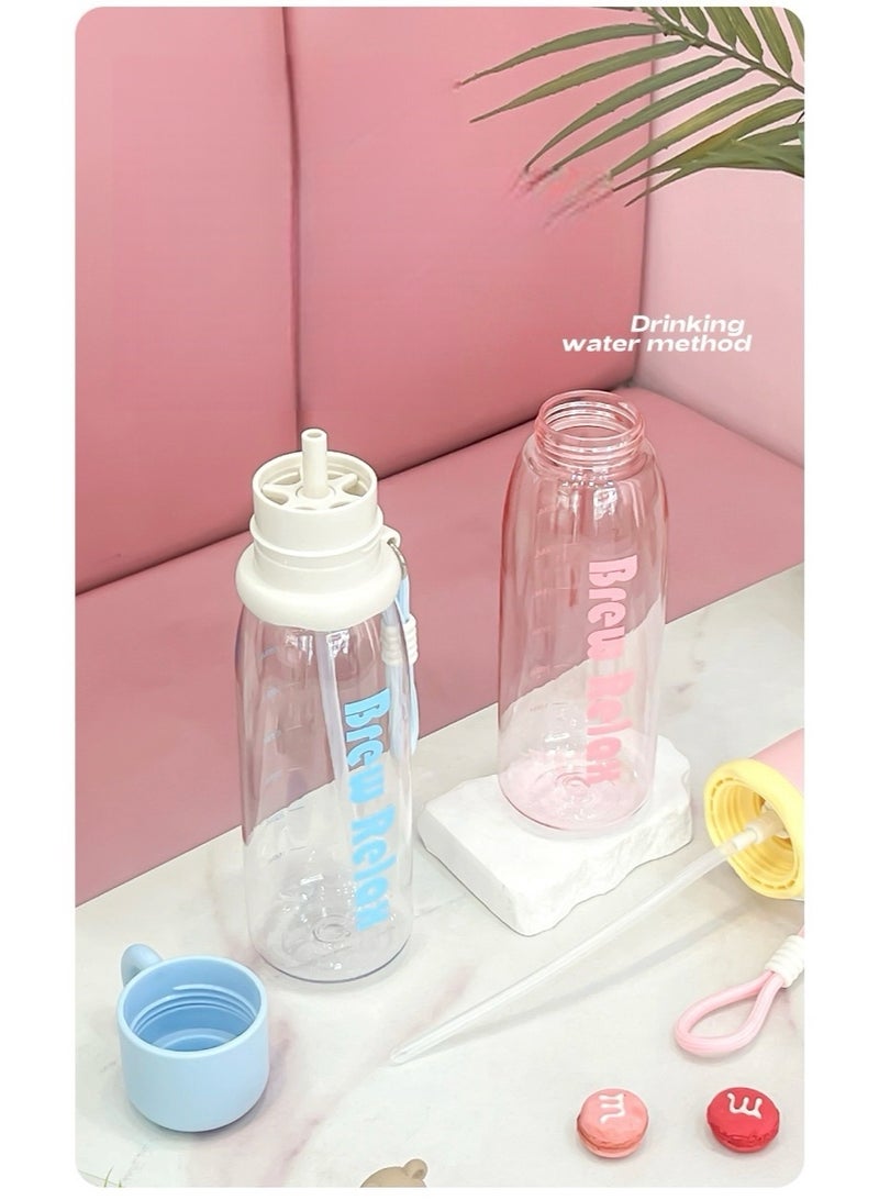 Pastel Water Bottle with Carry Strap, Perfect for School, Travel and Gym,  800ml,  Blue - Image 4