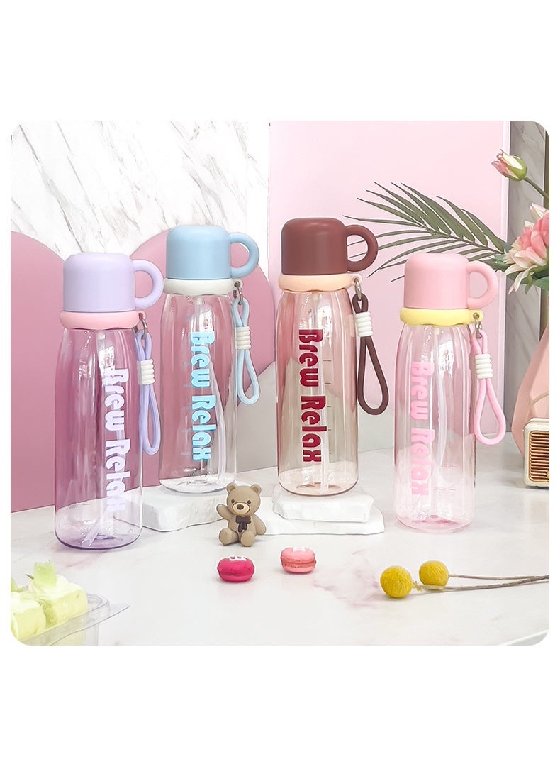 Pastel Water Bottle with Carry Strap, Perfect for School, Travel and Gym,  800ml,  Blue - Image 3