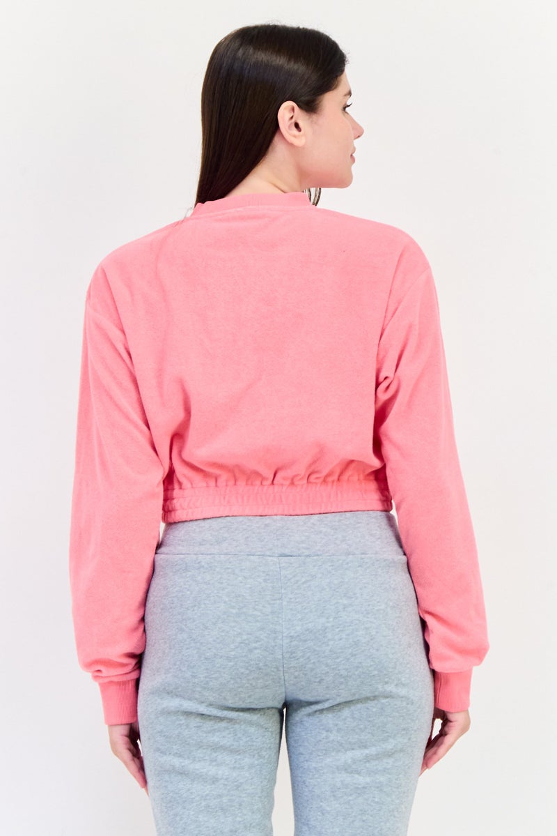 FILA سويت شيرت رياضي نسائي بحجم كامل في الهواء الطلق، وردي - Image 3