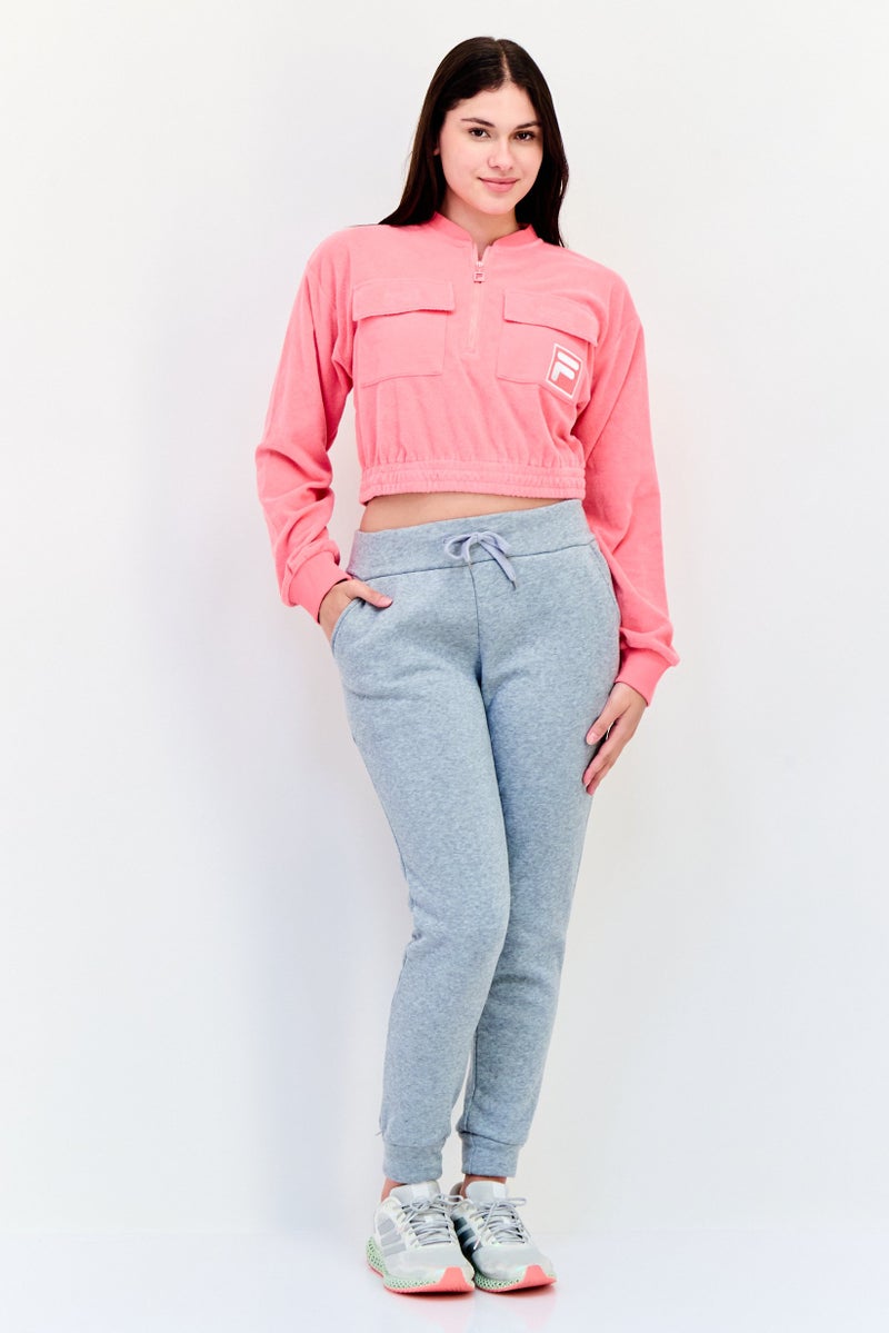 FILA سويت شيرت رياضي نسائي بحجم كامل في الهواء الطلق، وردي - Image 4