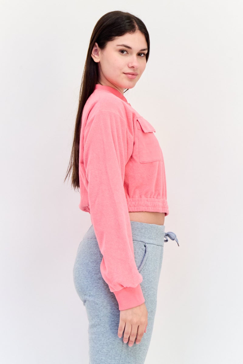 FILA سويت شيرت رياضي نسائي بحجم كامل في الهواء الطلق، وردي - Image 2