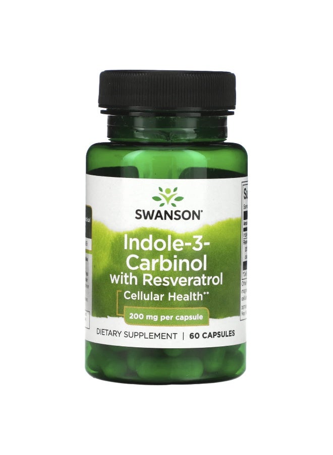 Swanson, Indole-3-Carbinol with Resveratrol, 200 mg, 60 Capsules - Image 1