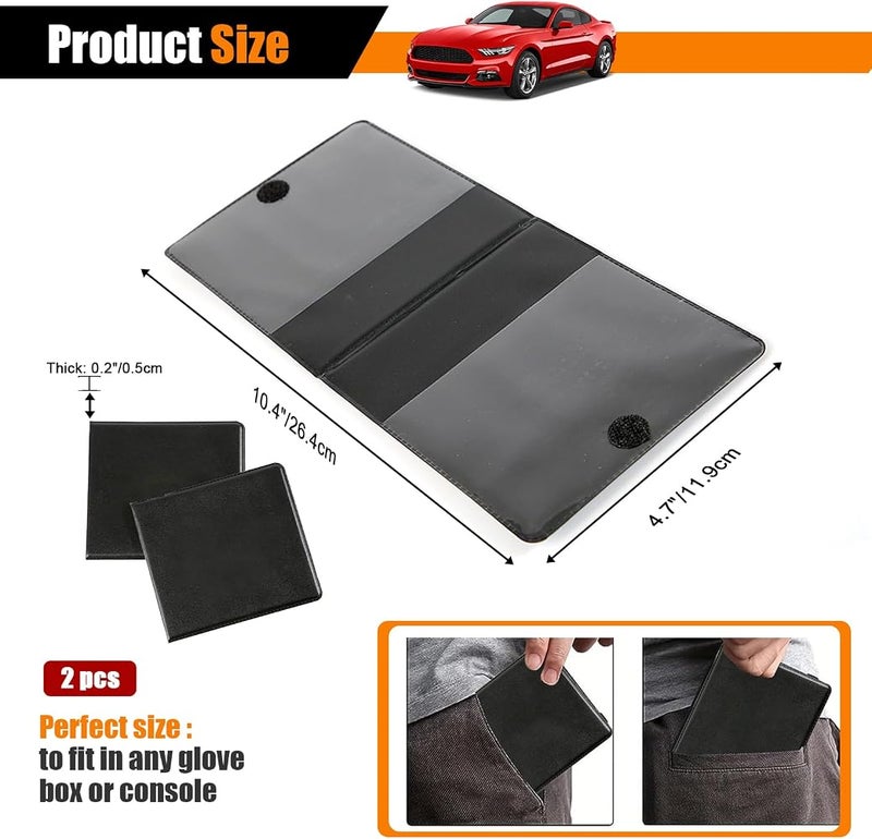 Bestmoy Car Registration and Insurance Holder, Auto Paperwork Cover, Vehicle Document Holder Glove Box Organize for Driver License, Card, Cash (Black 2PCS) - Image 2