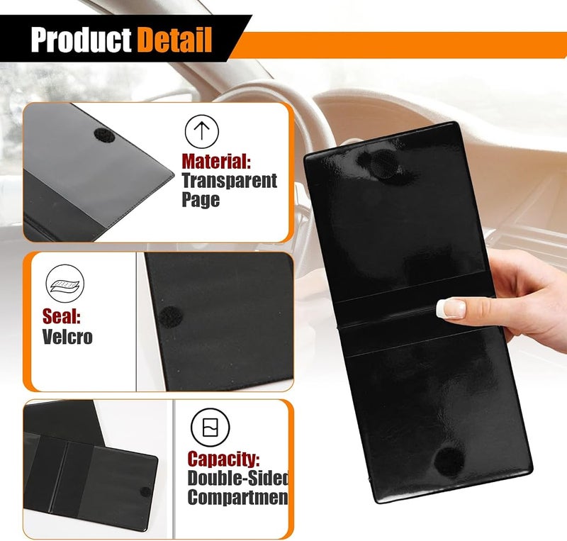 Bestmoy Car Registration and Insurance Holder, Auto Paperwork Cover, Vehicle Document Holder Glove Box Organize for Driver License, Card, Cash (Black 2PCS) - Image 3