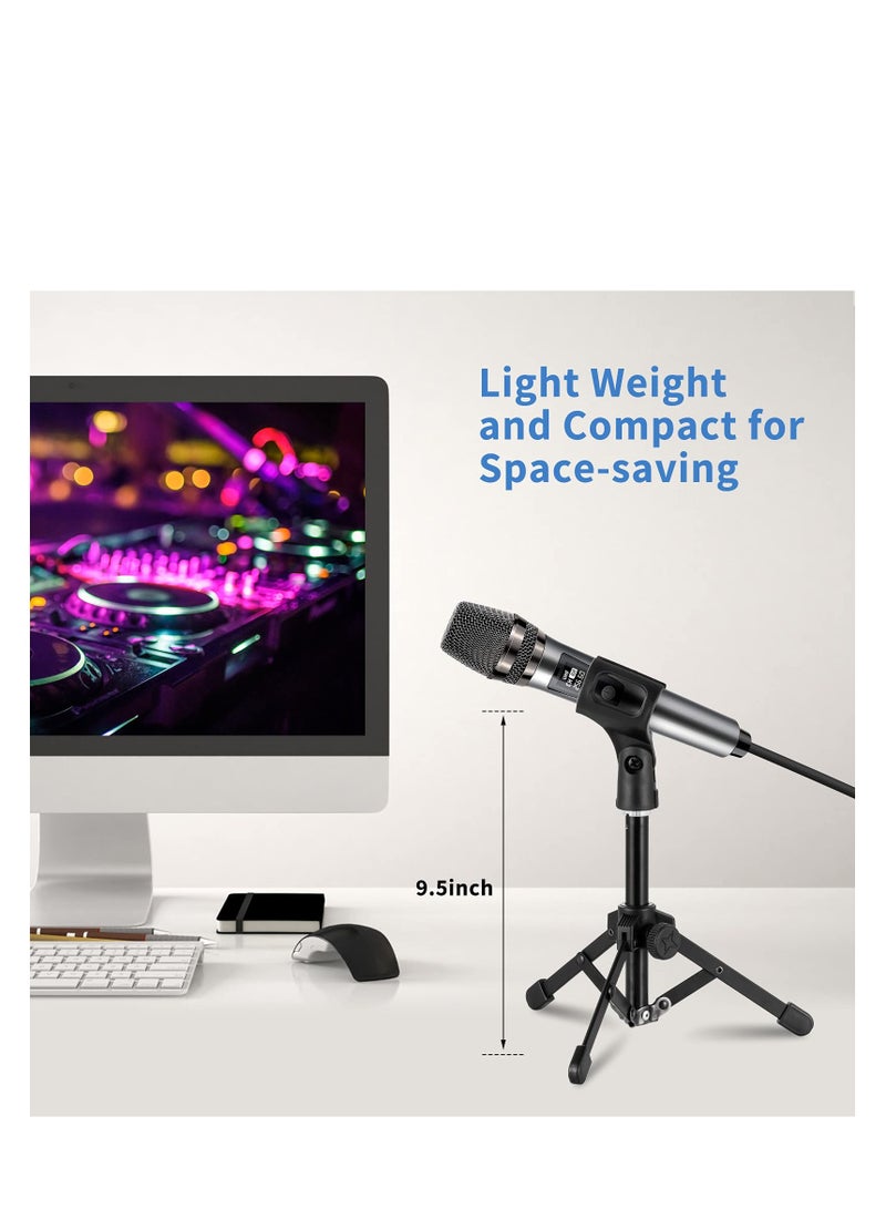 Excefore Adjustable Microphone Stand, Portable Foldable Tripod with Mic Clip Holder, Suitable for Dynamic Microphone Like Shure SM58 PGA48 Samson Q2U Blue Yeti - Image 3