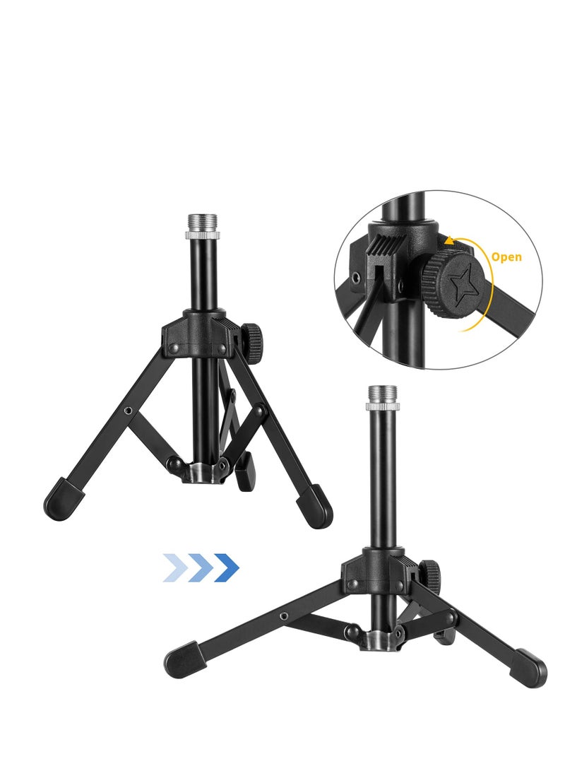 Excefore Adjustable Microphone Stand, Portable Foldable Tripod with Mic Clip Holder, Suitable for Dynamic Microphone Like Shure SM58 PGA48 Samson Q2U Blue Yeti - Image 2