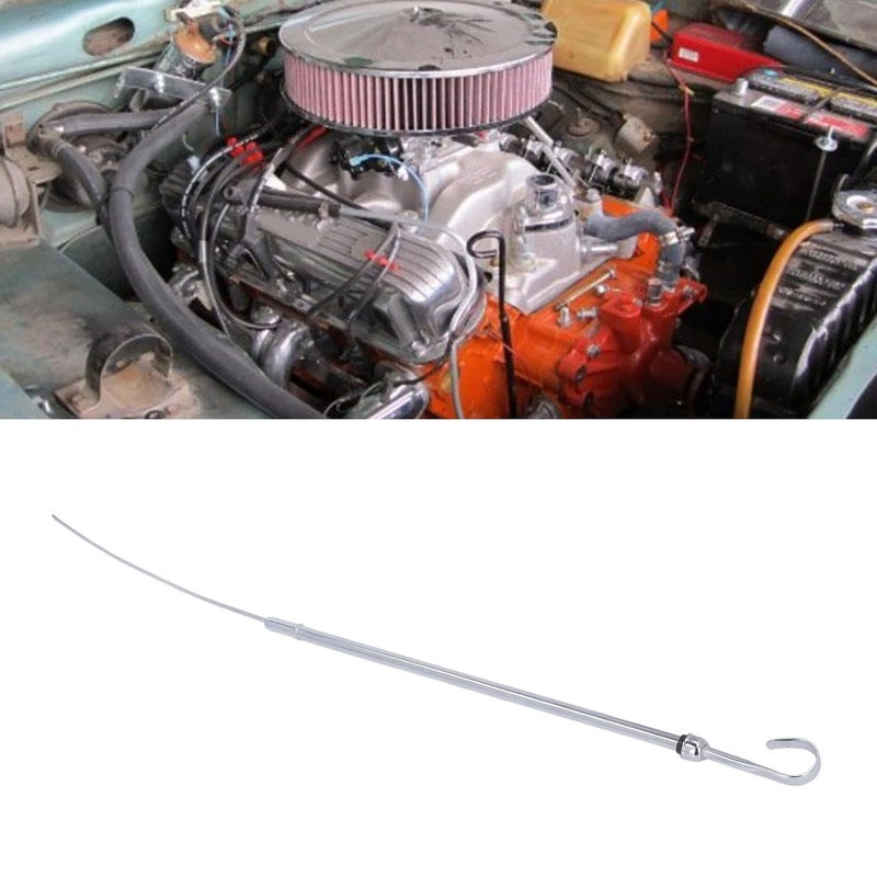 woobles Engine Dipstick Tool Engine Oil Dipstick Tube 12 in Stainless Steel Fluid Oil Level Dipstick Tool Replacement for 318 340 360 Engine(Chrome Silver) - Image 2