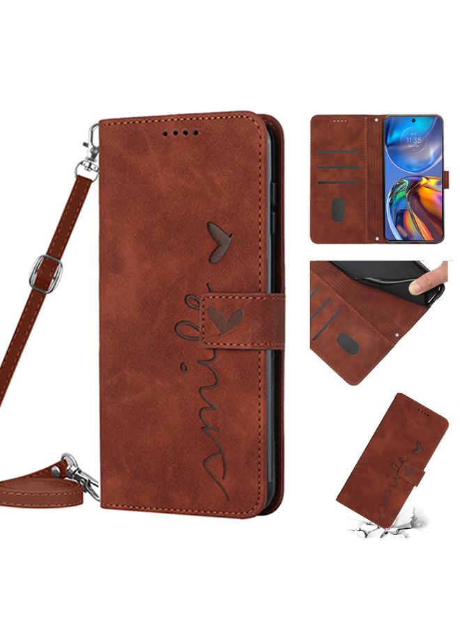 اس-توب جراب لهاتف Motorola Moto S30 Pro 5G/Edge 30 Fusion 5G جراب هاتف جلدي بنمط قلب مع حبل - Image 1