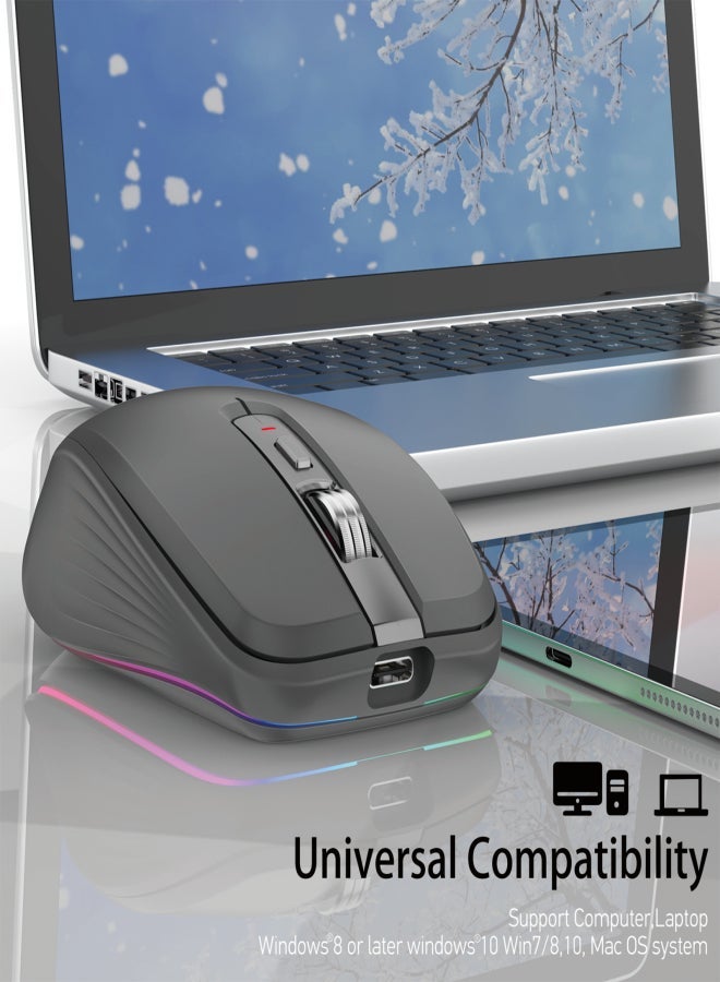 ماوس لاسلكي مزدوج الوضع 2.4G + BT5.1، بتصميم مريح مع DPI قابل للتعديل - Image 4