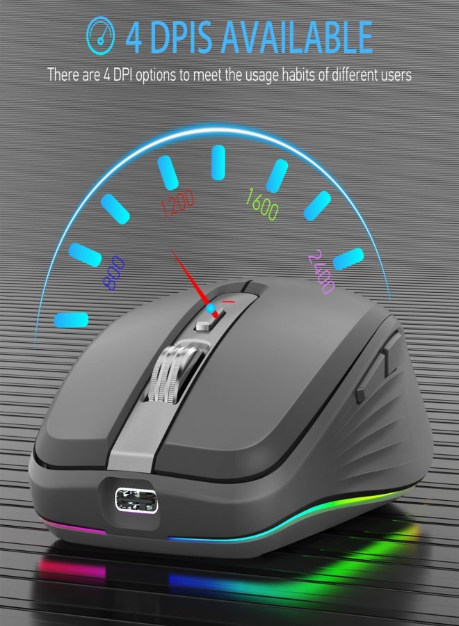 ماوس لاسلكي مزدوج الوضع 2.4G + BT5.1، بتصميم مريح مع DPI قابل للتعديل - Image 3