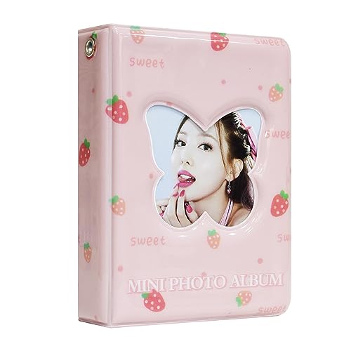 Babyfond 3 Inch Mini Photo Album Kpop Photocard Binder, Butterfly Hollow Photocard Holder Book, Business Card Book Holder, Photocard Sleeves 40 Pockets (Pink) - Image 1