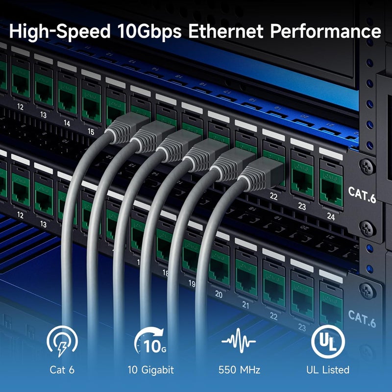 CableMatters [مدرج في UL] حزمة 25 من موصلات كات 6 RJ45، موصل كات 6، موصل إيثرنت مودولار باللون الأخضر مع قاعدة تثبيت للوحة التوصيل ولوحة الجدار - Image 2