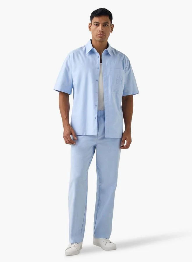 إمبيرور قميص إمبراطور مطرز بجيوب وأكمام قصيرة