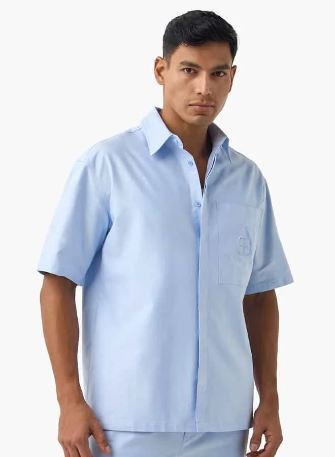 Emperor Emperor Embroidered Shirt with Pocket and Short Sleeves