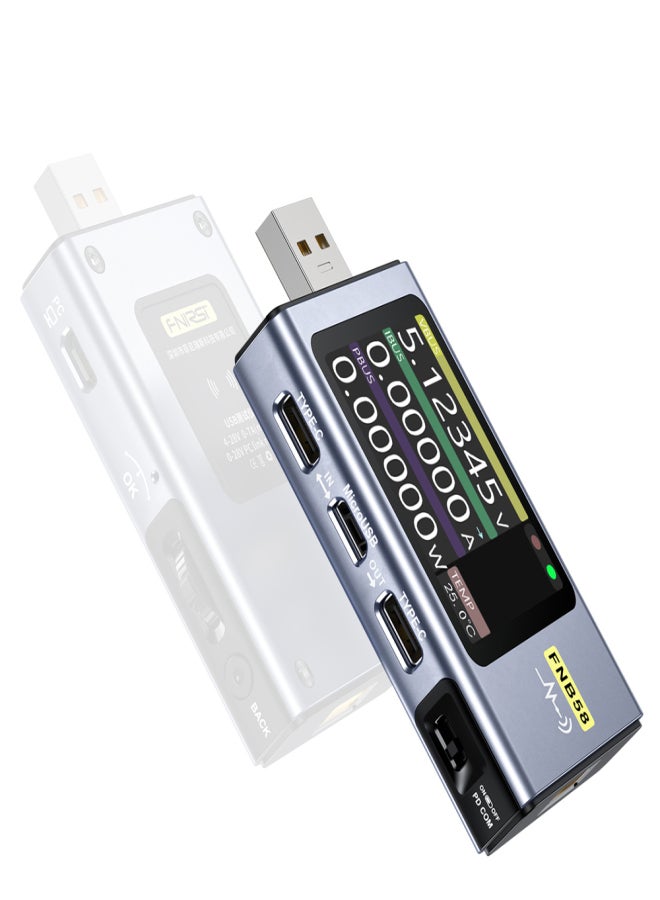 فنيرسي جهاز قياس الفولتميتر الرقمي المحمول، جهاز اختبار USB، جهاز اختبار الكشف عن بروتوكول إعادة الشحن السريع للهواتف المحمولة من النوع C، قياس سعة الزناد، قياس التموج - Image 1